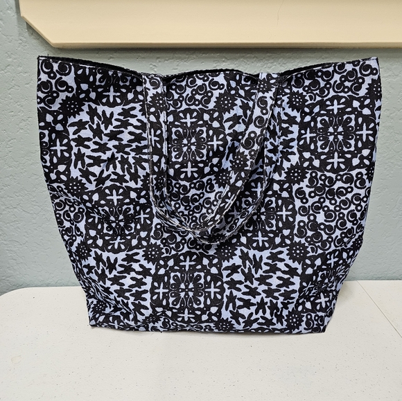 Estee Lauder navy blue & light blue patterned Lined tote Bag 🌺 - Picture 1 of 10